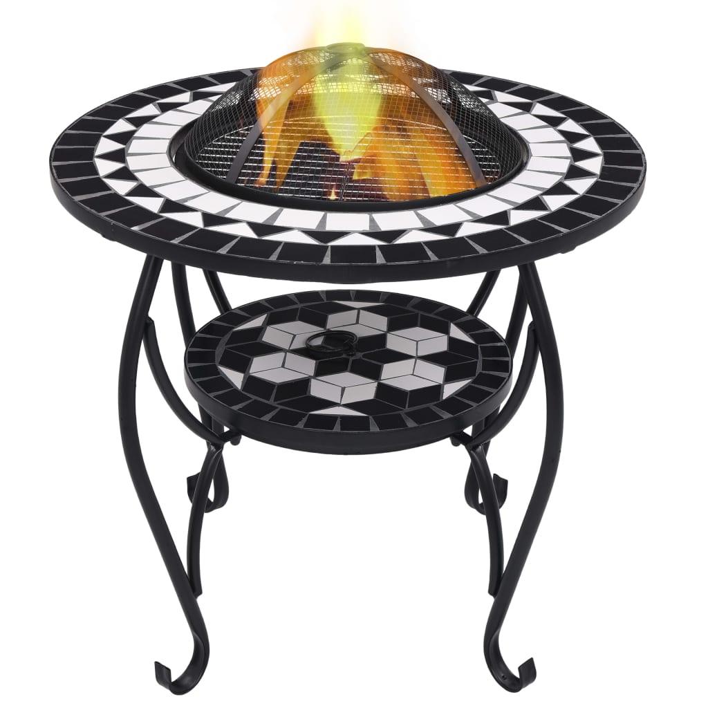 Mosaic Fire Pit Table Black and White 26.8