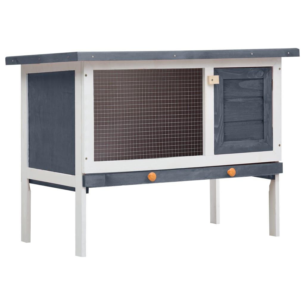 Outdoor Rabbit Hutch 1 Layer Gray Wood