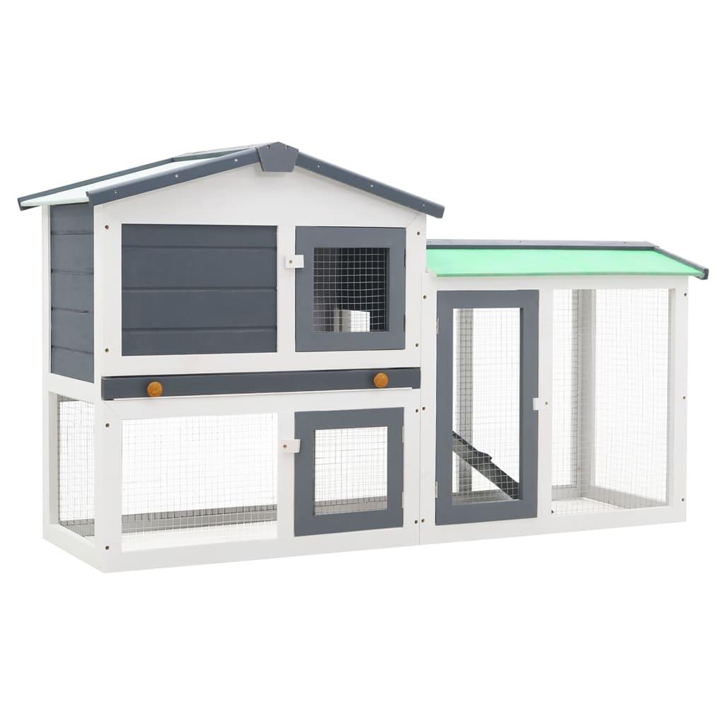 Outdoor Large Rabbit Hutch Gray and White 57.1