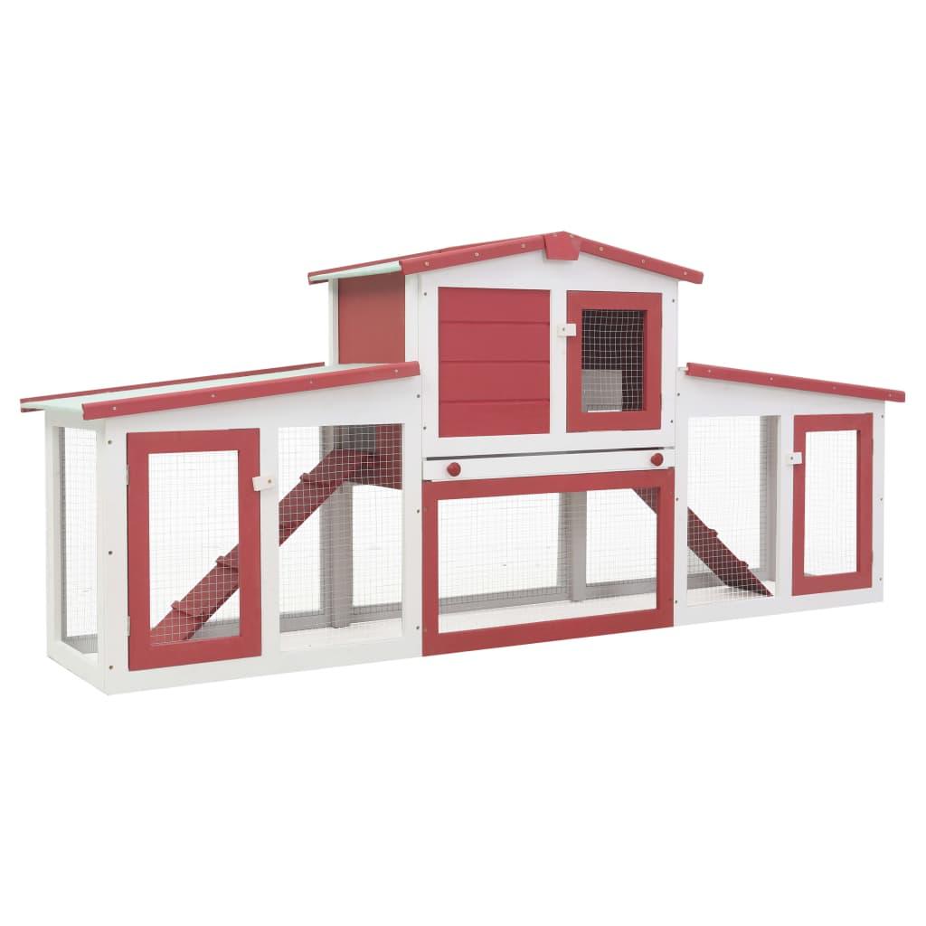 Outdoor Large Rabbit Hutch Red and White 80.3