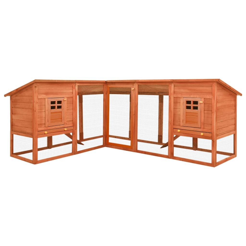 Outdoor Rabbit Hutch with Run Brown Solid Fir Wood - vidaXL - 170872 - Set Shop and Smile