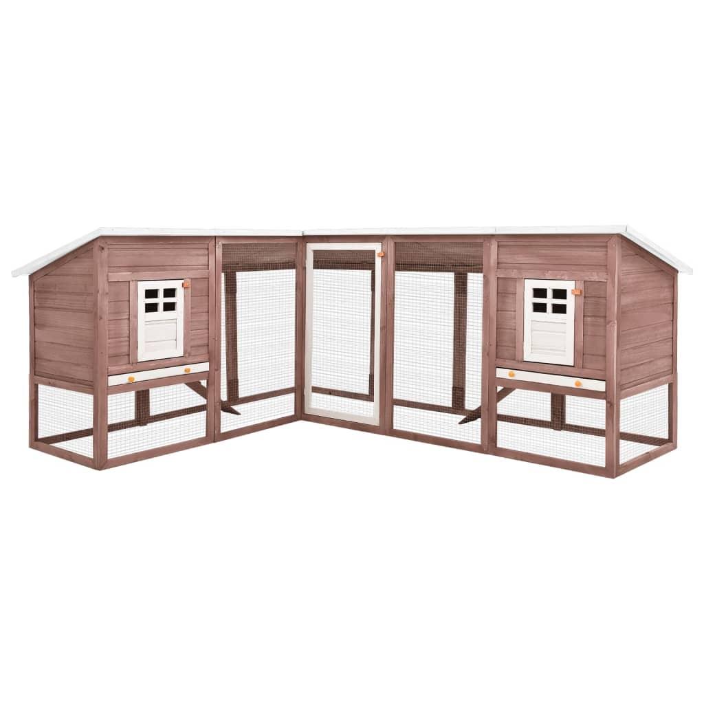 Outdoor Rabbit Hutch with Run Mocca and White Solid Fir Wood