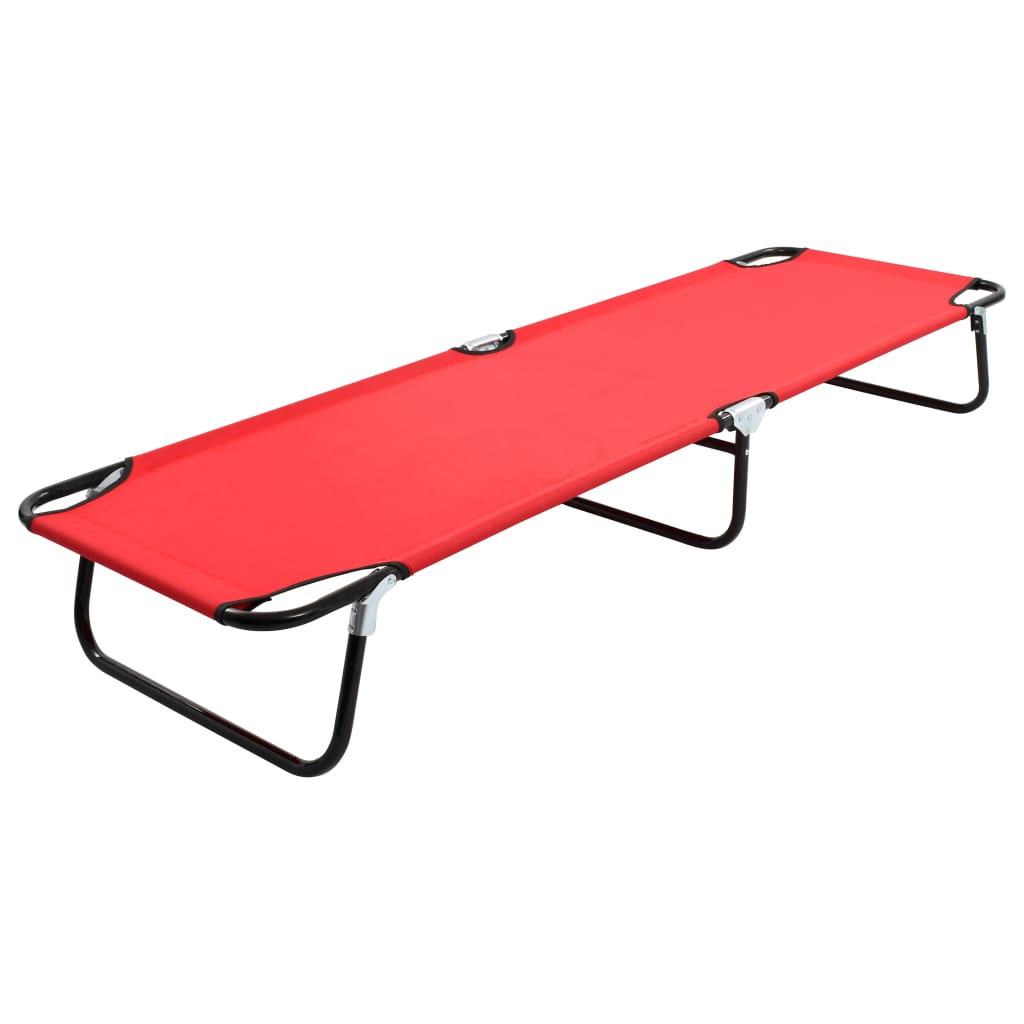 Folding Sun Lounger Red Steel - vidaXL - 47756 - Set Shop and Smile
