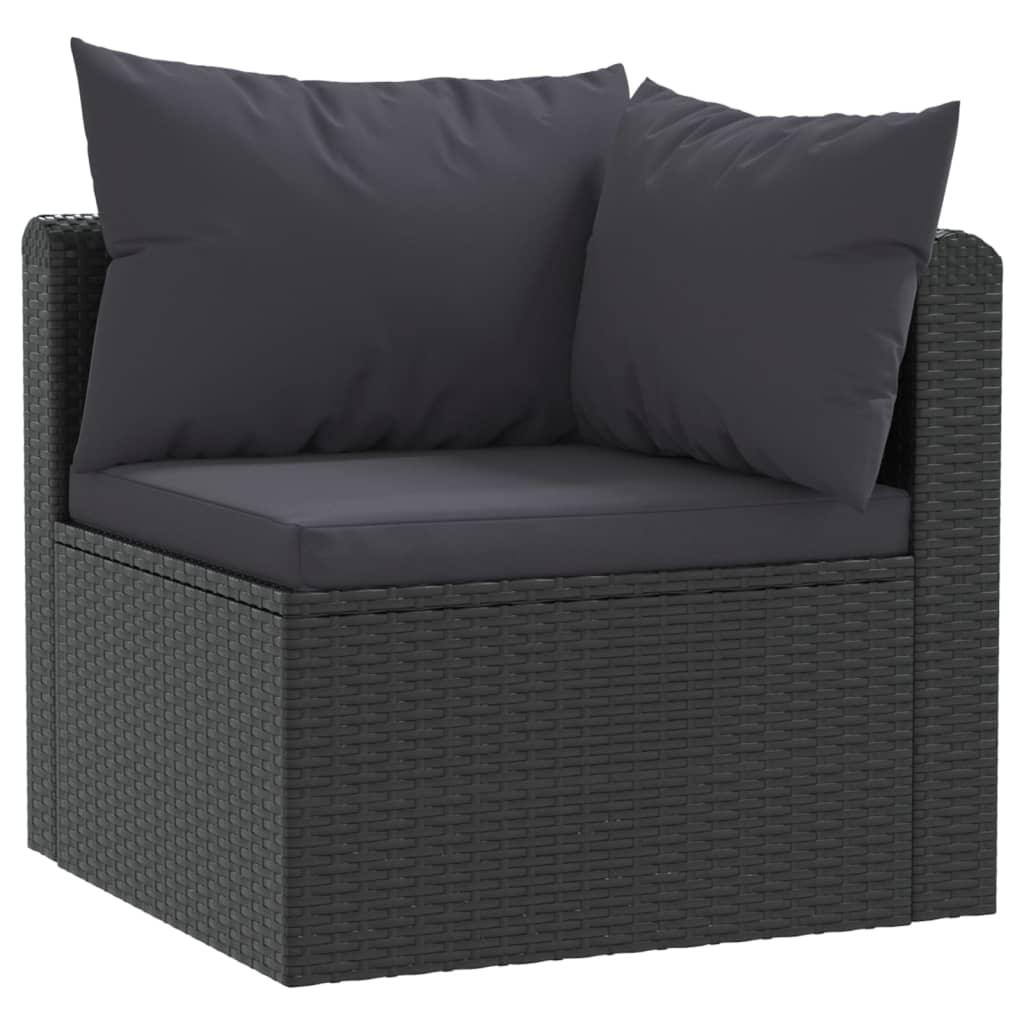 5 Piece Patio Lounge Set with Cushions Poly Rattan Black at Set Shop and Smile