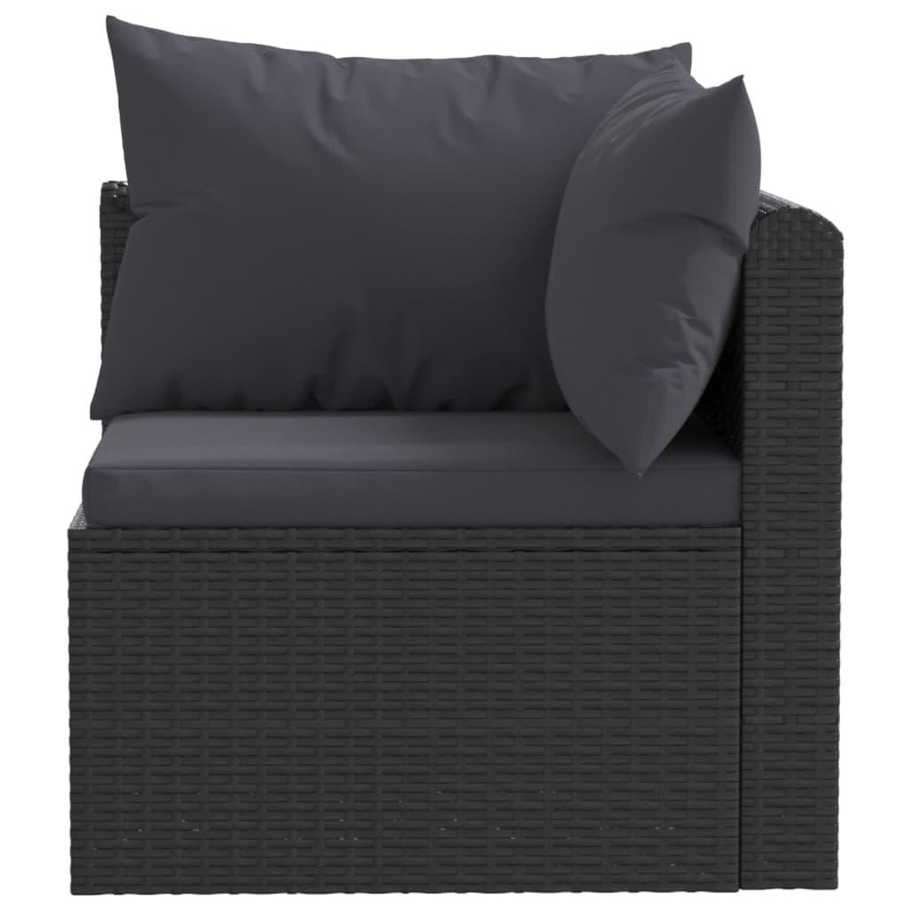 5 Piece Patio Lounge Set with Cushions Poly Rattan Black at Set Shop and Smile