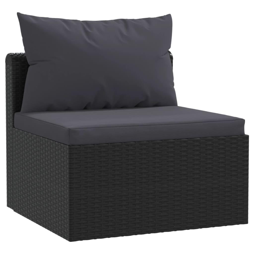 5 Piece Patio Lounge Set with Cushions Poly Rattan Black at Set Shop and Smile