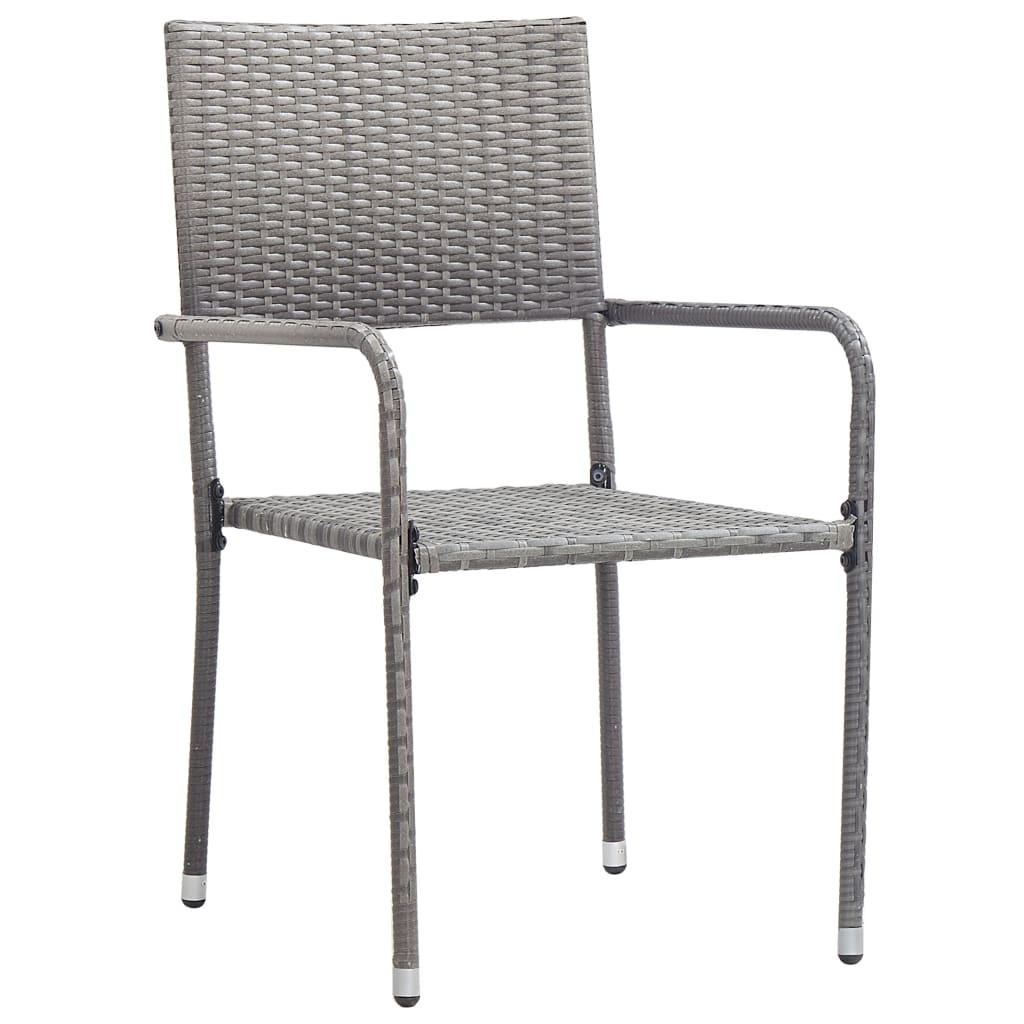 Patio Dining Chairs 2 pcs Poly Rattan Gray - vidaXL - 46412 - Set Shop and Smile
