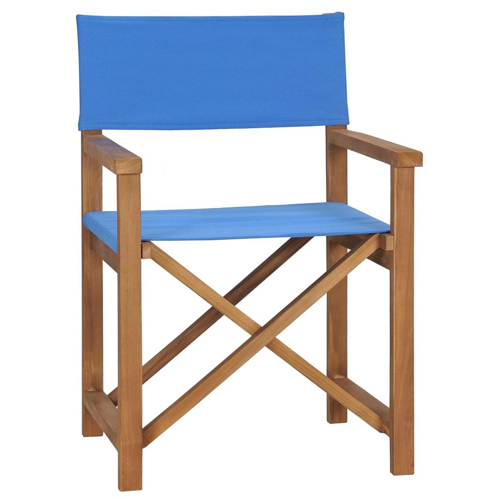 Director's Chair Solid Teak Wood Blue