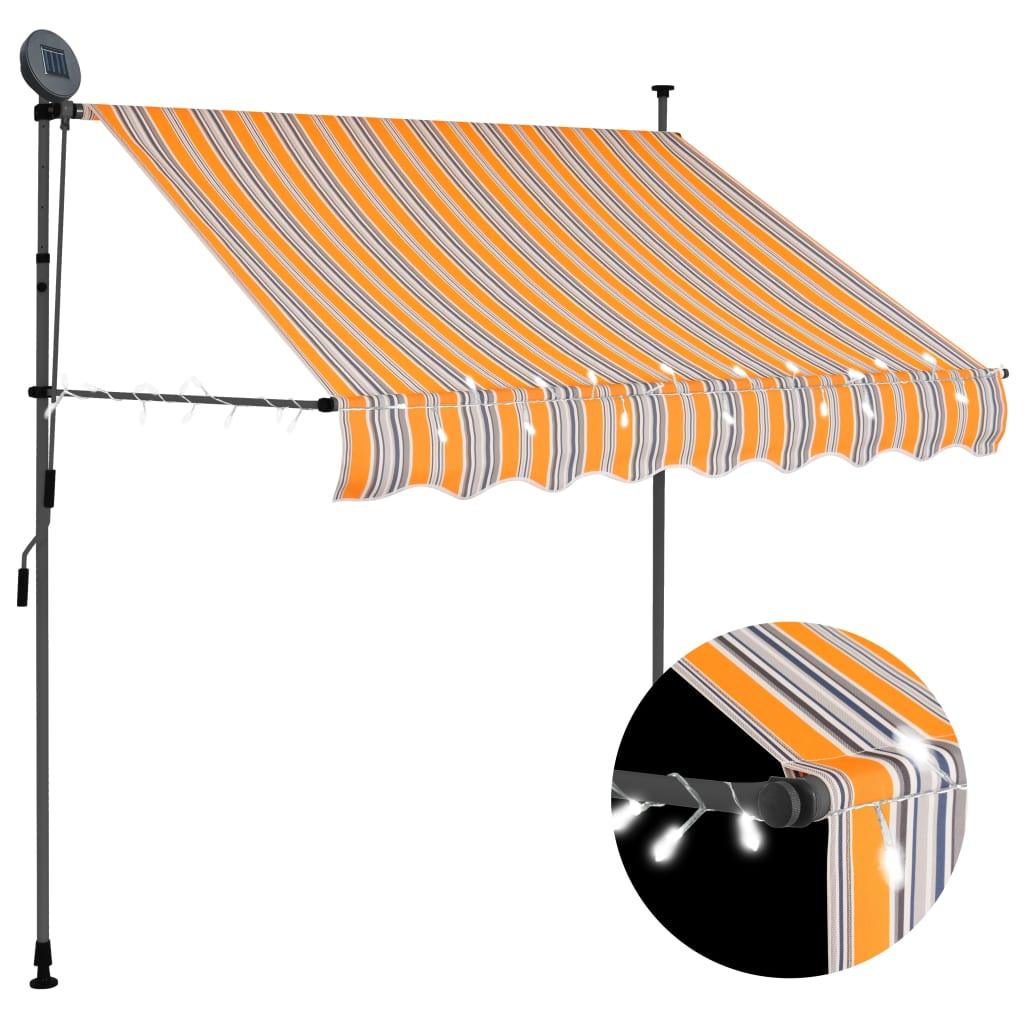 Manual Retractable Awning with LED 78.7" Yellow and Blue - vidaXL - 145850 - Set Shop and Smile