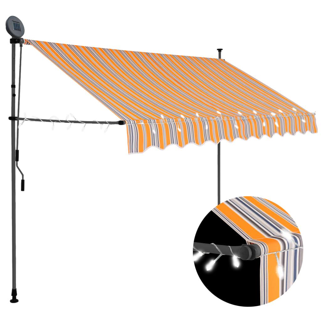Manual Retractable Awning with LED 98.4" Yellow and Blue - vidaXL - 145851 - Set Shop and Smile