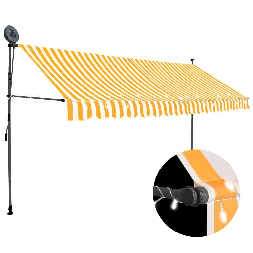 Manual Retractable Awning with LED 137.8" White and Orange - vidaXL - 145860 - Set Shop and Smile