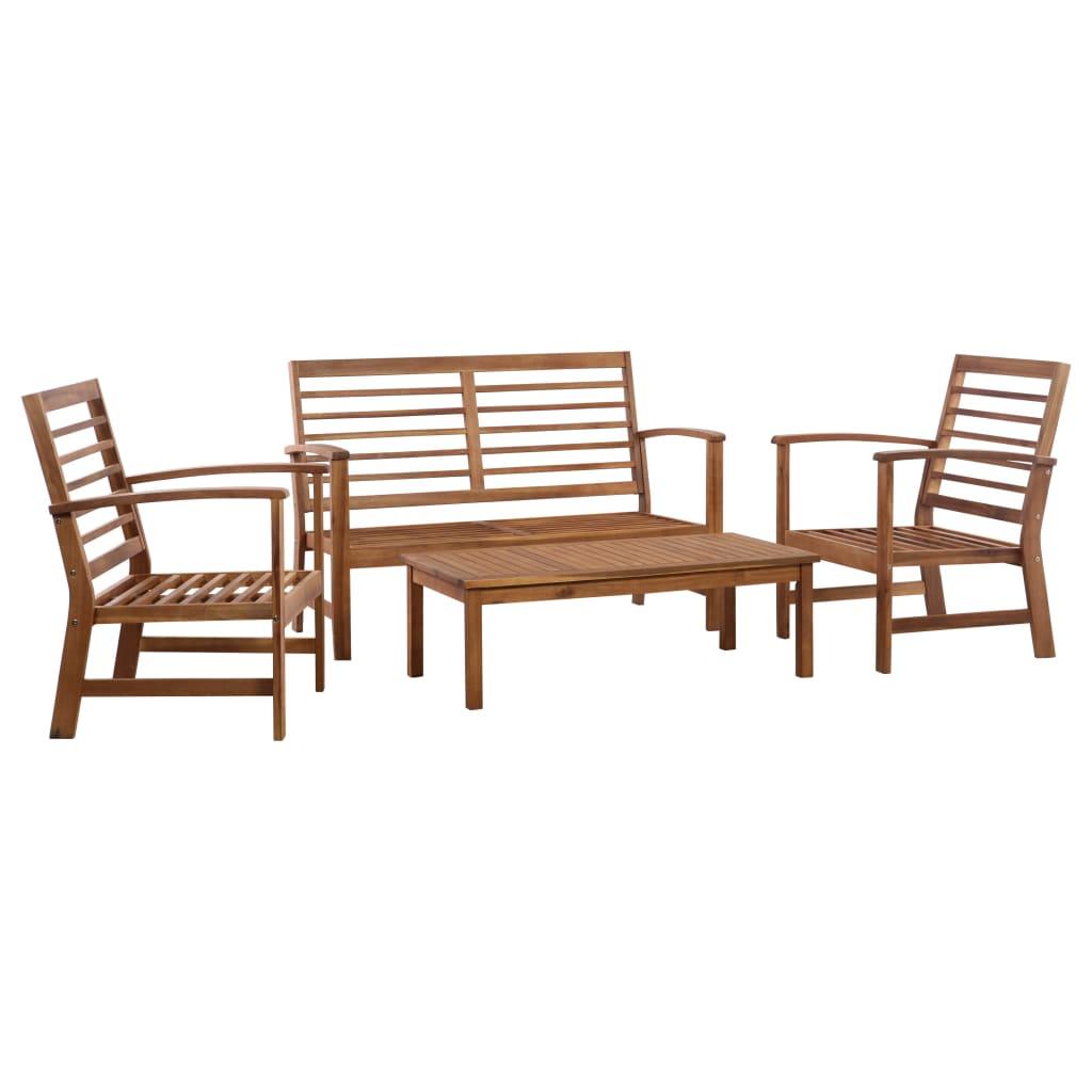 4 Piece Patio Lounge Set Solid Acacia Wood