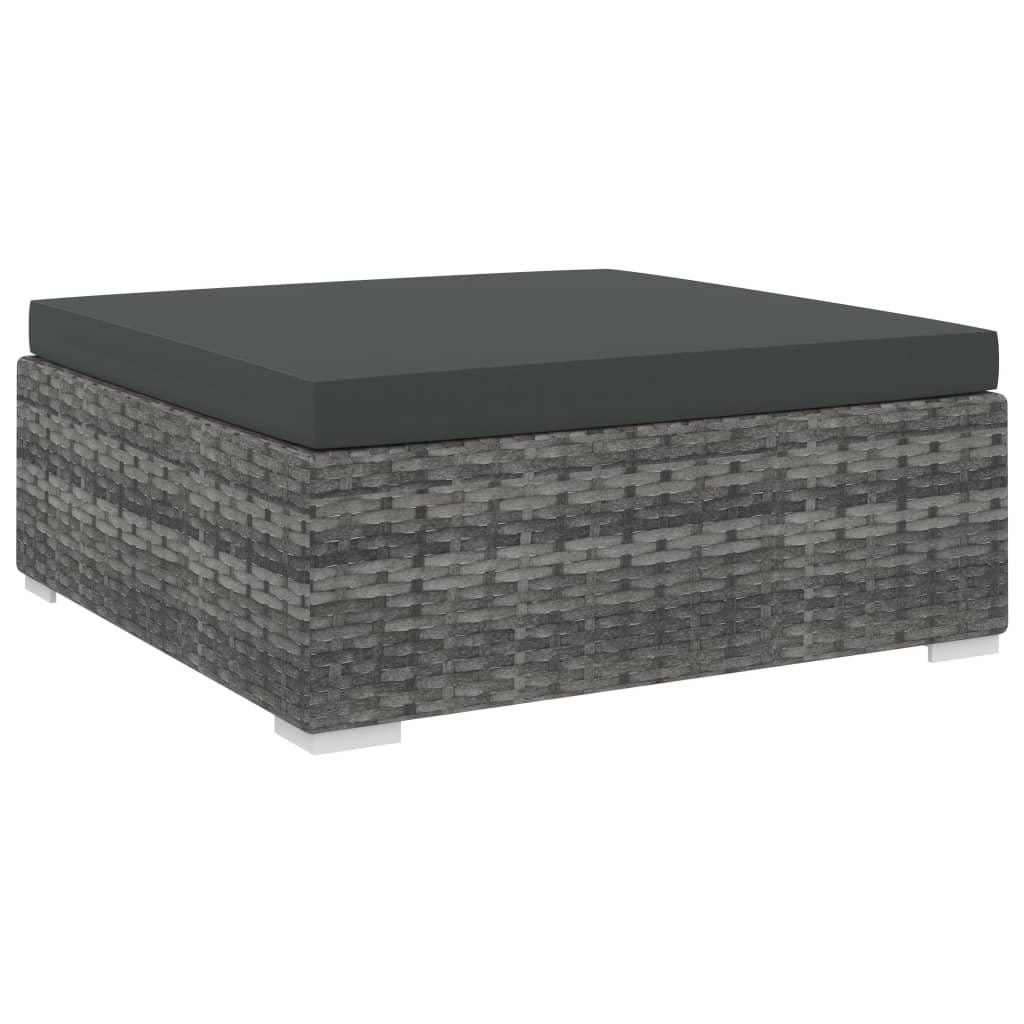 Sectional Footrest with Cushion Poly Rattan Gray