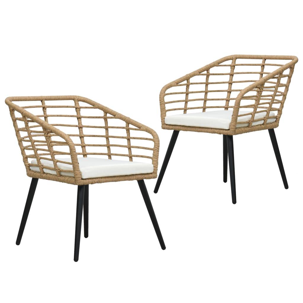 Patio Chairs with Cushions 2 pcs Poly Rattan Oak - vidaXL - 48576 - Set Shop and Smile