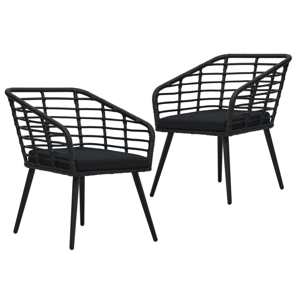 Patio Chairs with Cushions 2 pcs Poly Rattan Black - vidaXL - 48578 - Set Shop and Smile
