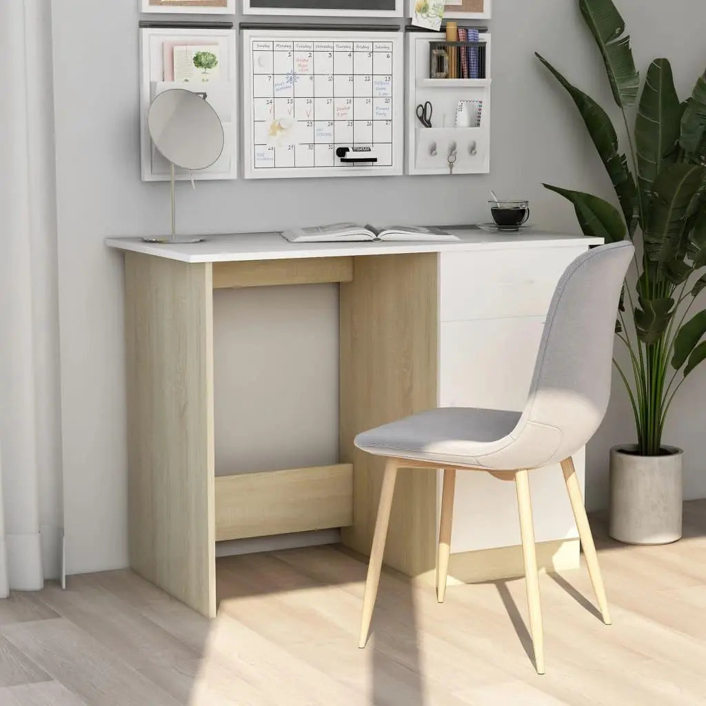 Desk White and Sonoma Oak 39.4