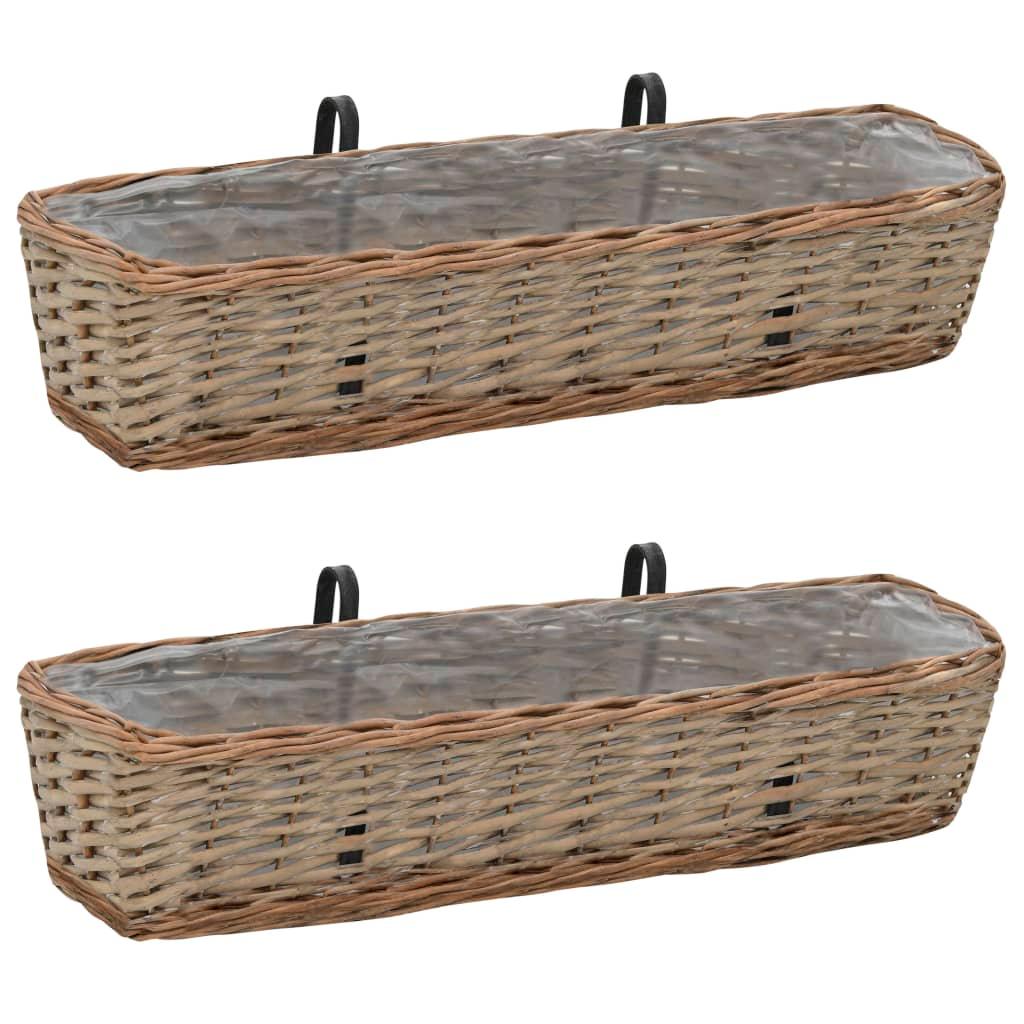 Balcony Planter 2 pcs Wicker with PE Lining 31.5