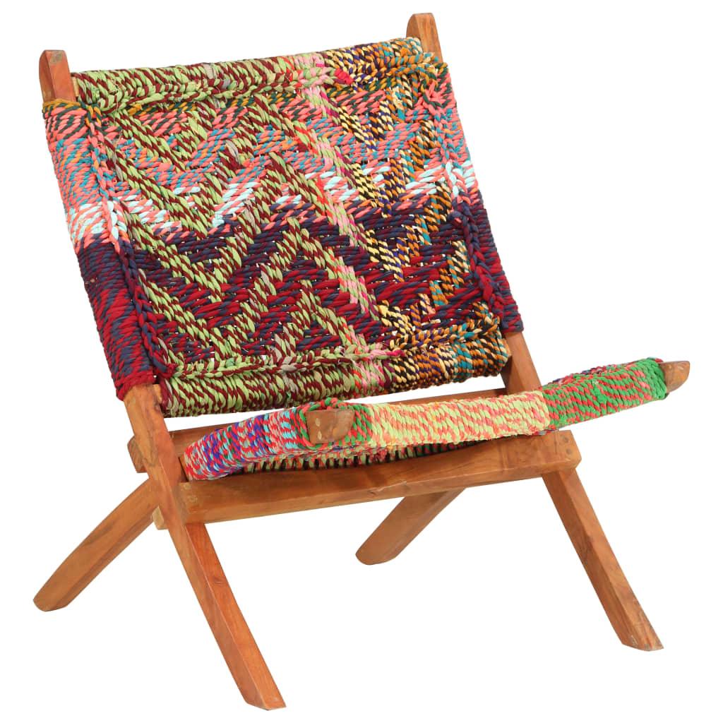 Folding Chindi Chair Multicolors Fabric - vidaXL - 286608 - Set Shop and Smile