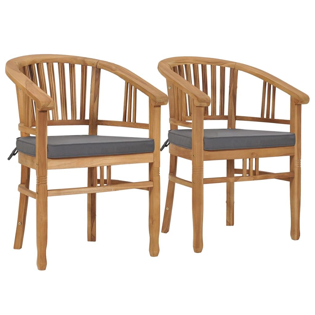 Patio Chairs with Cushions 2 pcs Solid Teak Wood - vidaXL - 49430 - Set Shop and Smile