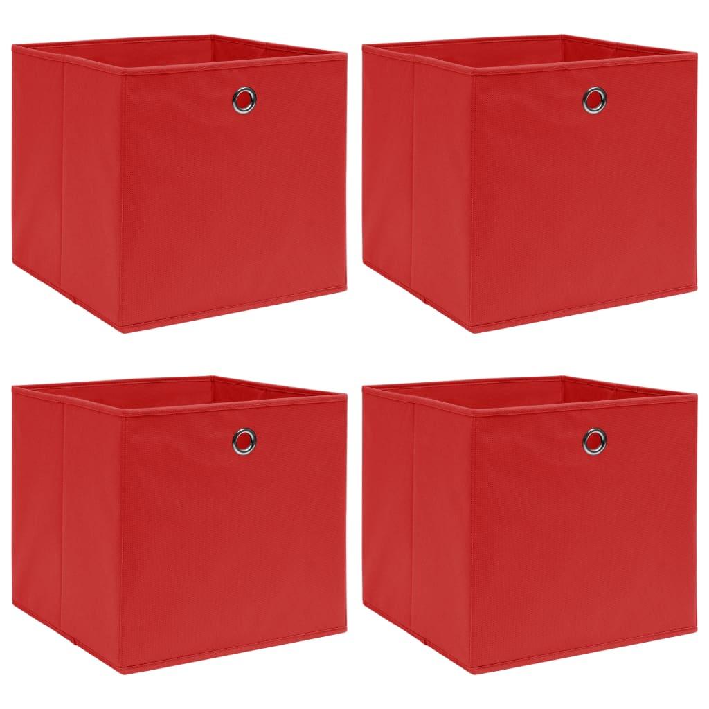 Storage Boxes 4 pcs Red 12.6"x12.6"x12.6" Fabric - vidaXL - 288361 - Set Shop and Smile