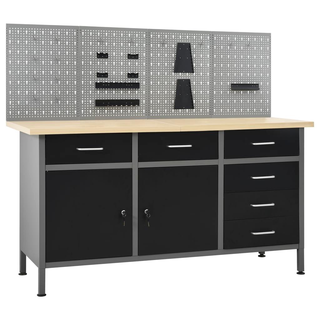 Workbench with Four Wall Panels - vidaXL - 3053430 - Set Shop and Smile