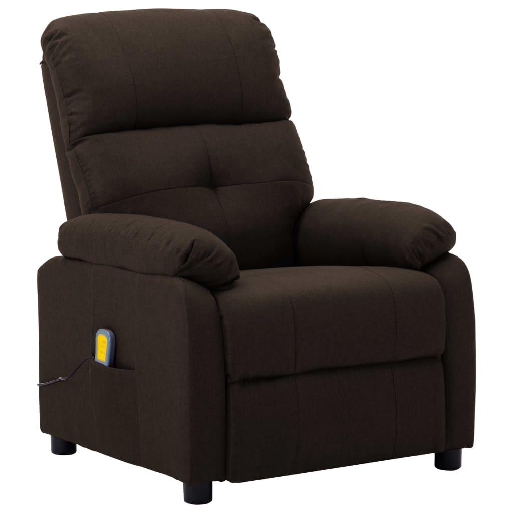 Massage Recliner Dark Brown Fabric