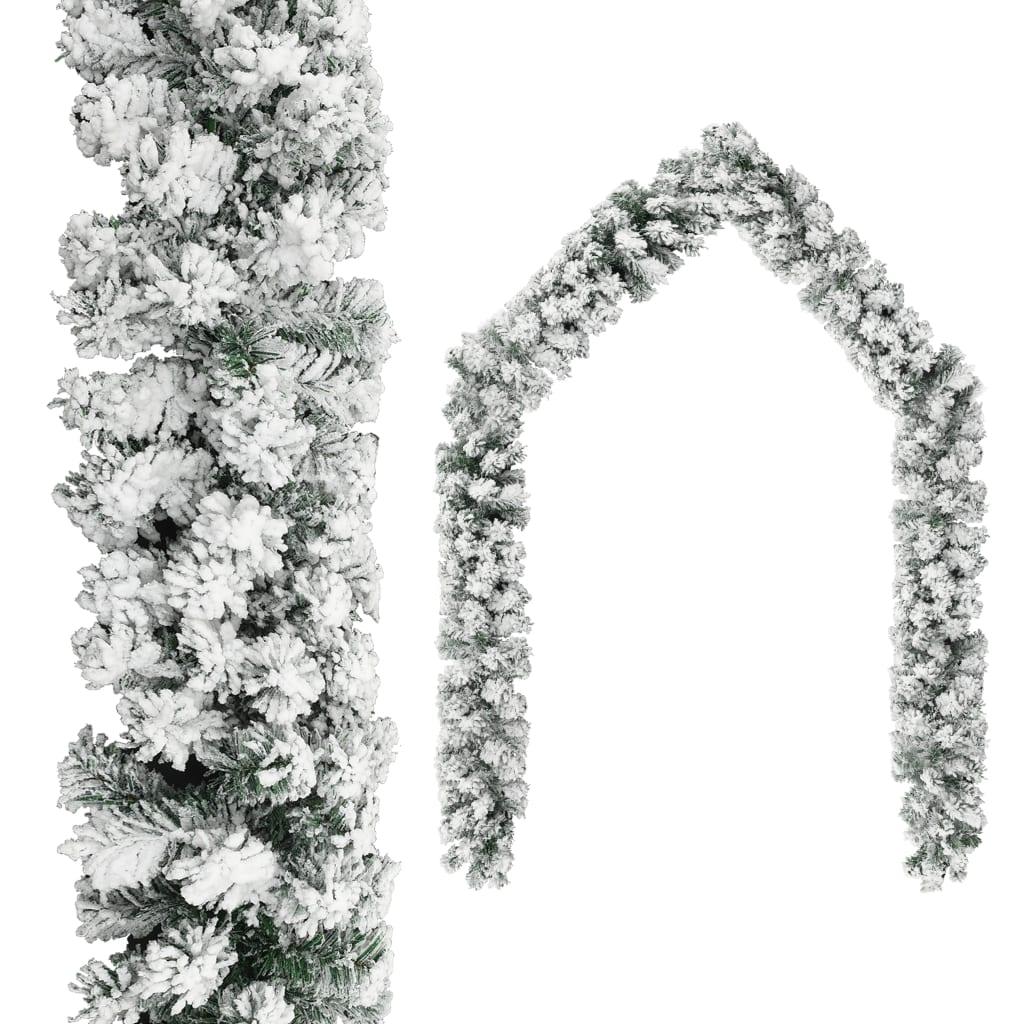 Christmas Garland with Flocked Snow Green 33 ft PVC