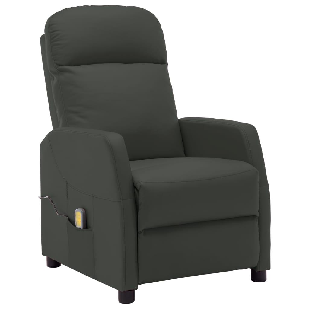 Massage Reclining Chair Anthracite Faux Leather