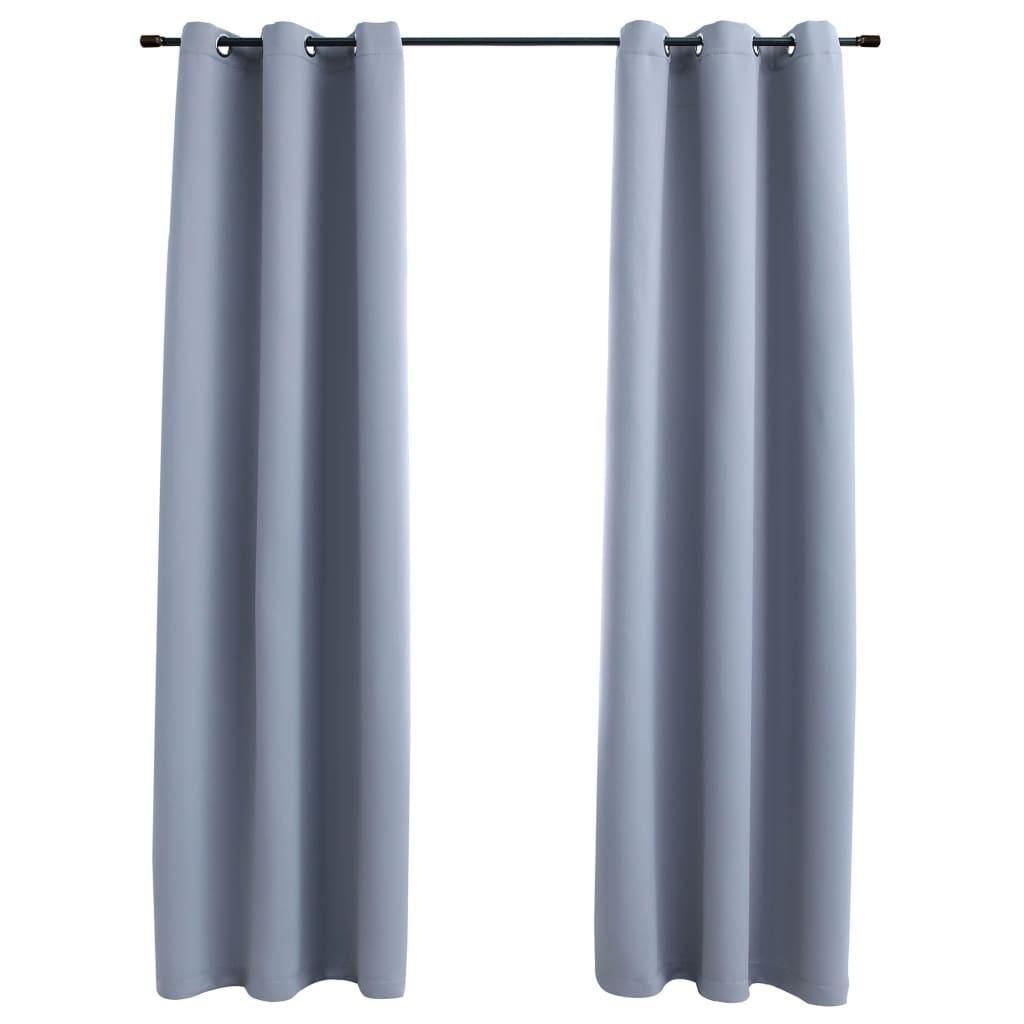 Blackout Curtains with Rings 2 pcs Gray 37