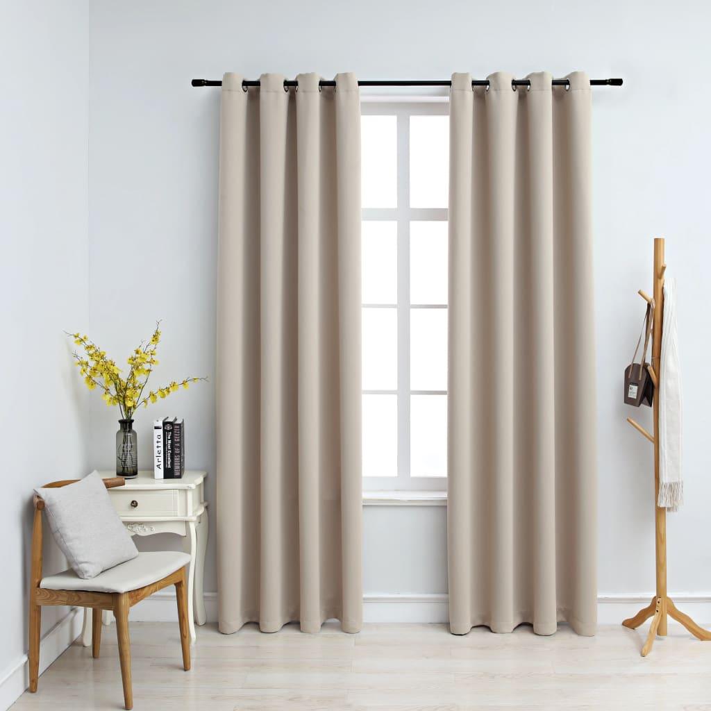 Blackout Curtains with Rings 2 pcs Beige 54