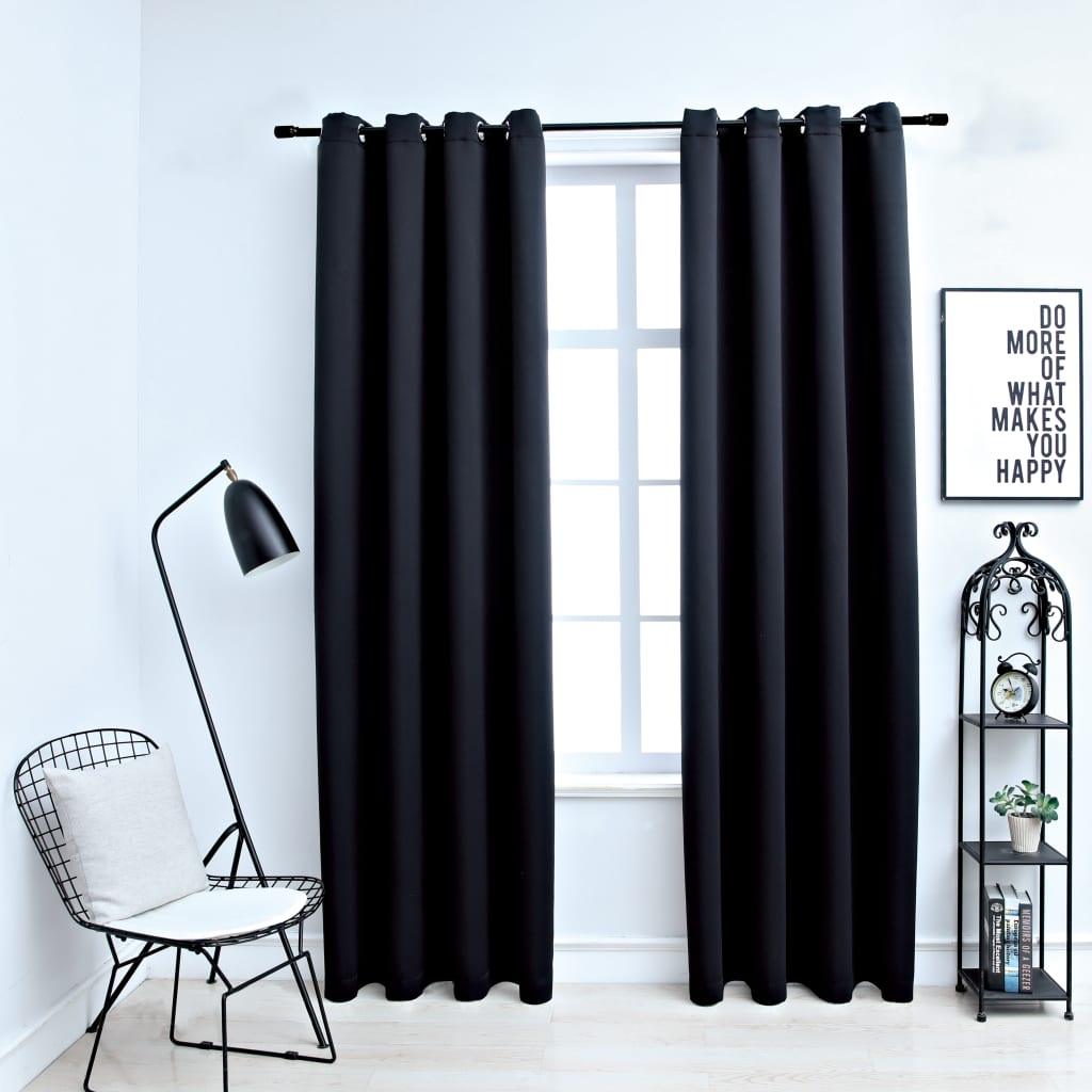 Blackout Curtains with Rings 2 pcs Black 54