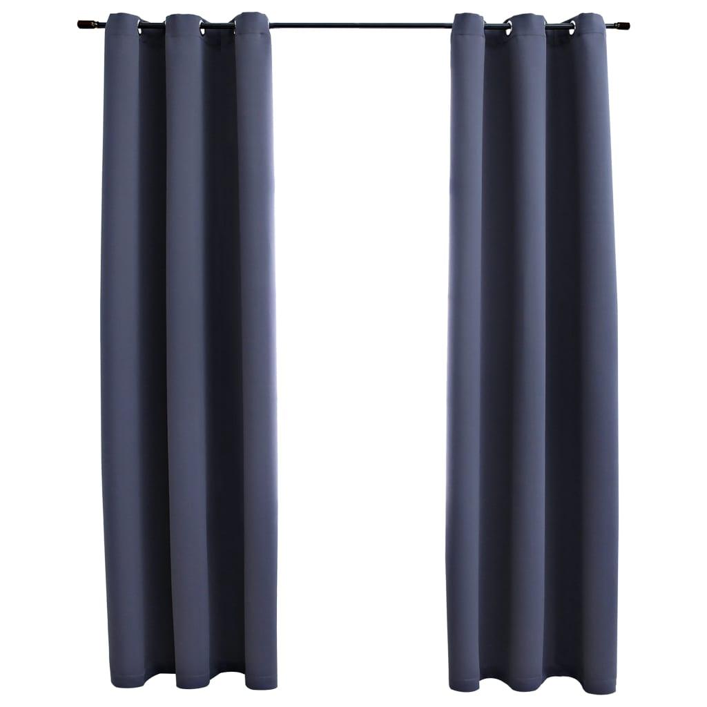 Blackout Curtains with Rings 2 pcs Anthracite 37