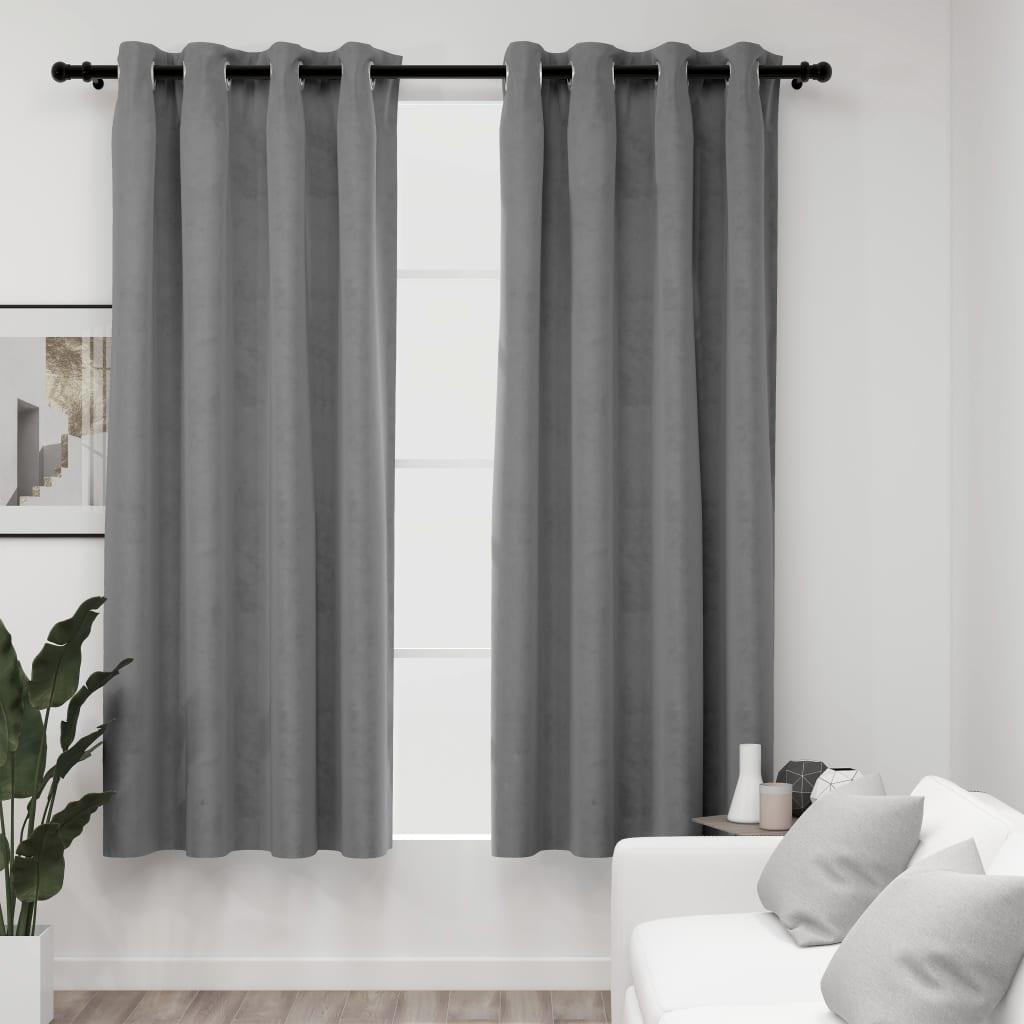 Blackout Curtains with Rings 2 pcs Gray 54