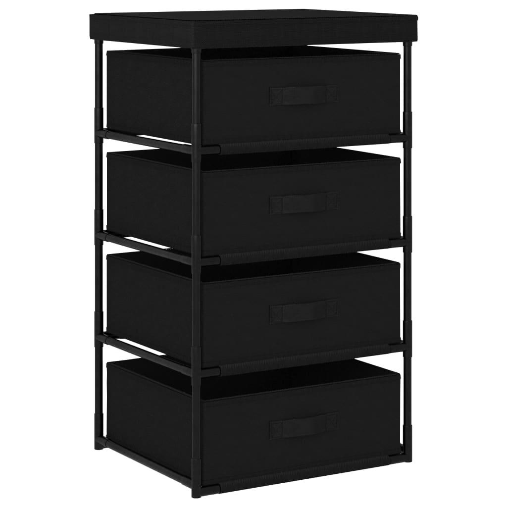 Storage Rack with 4 Fabric Baskets Steel Black - vidaXL - 322622 - Set Shop and Smile
