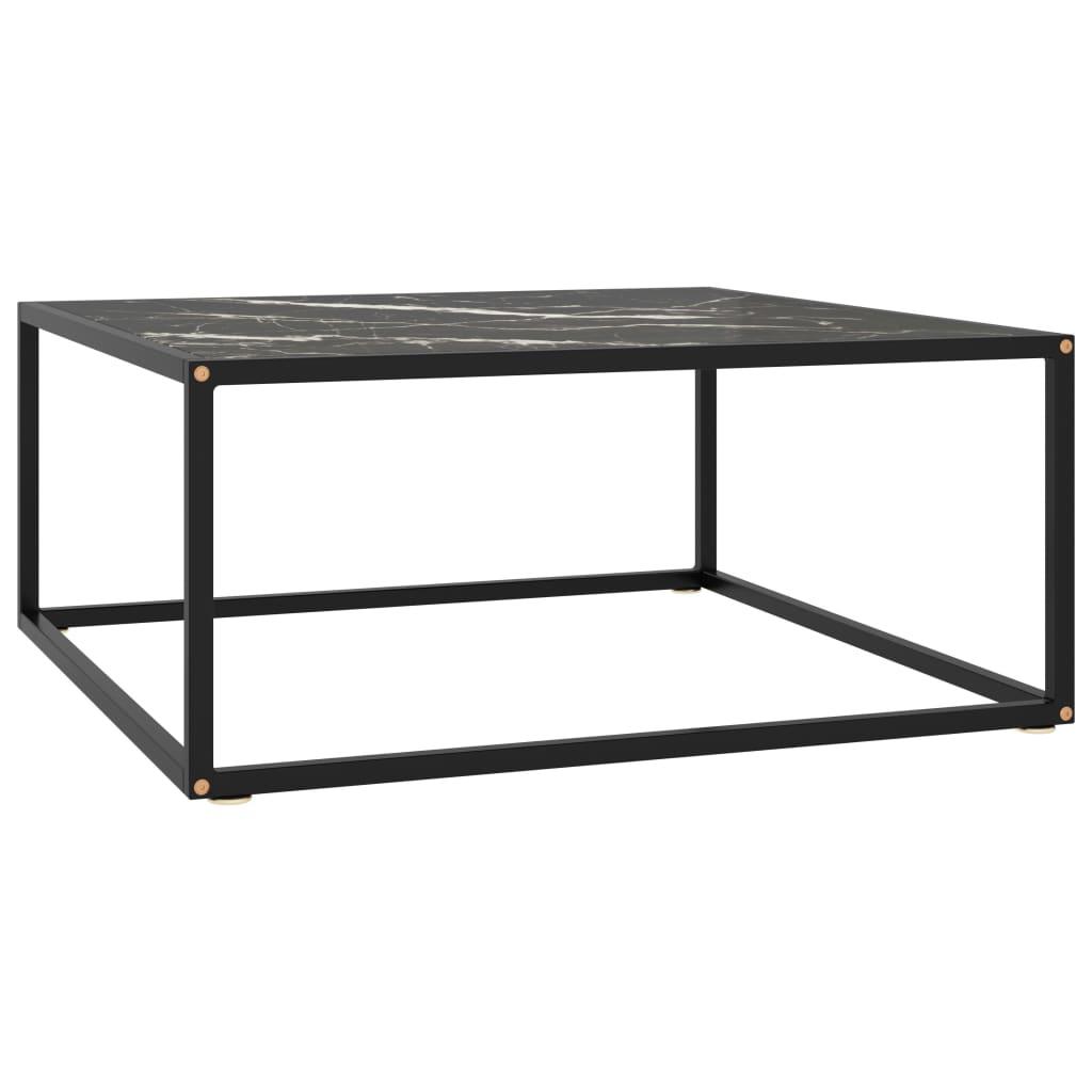 Coffee Table Black with Black Marble Glass 31.5