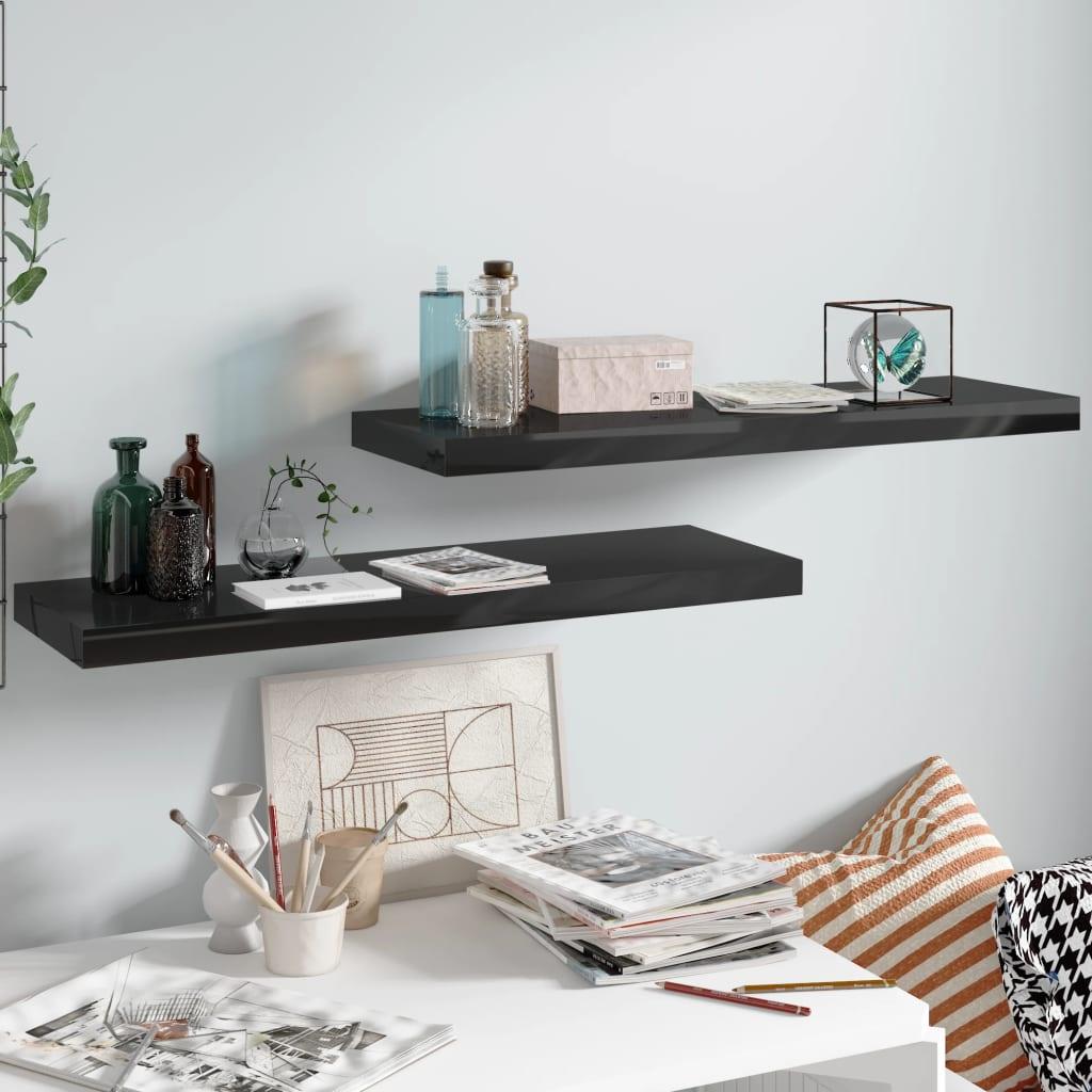 Floating Wall Shelves 2 pcs High Gloss Black 31.5