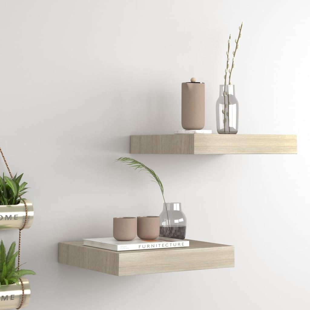 Floating Wall Shelves 2 pcs Oak 9.1