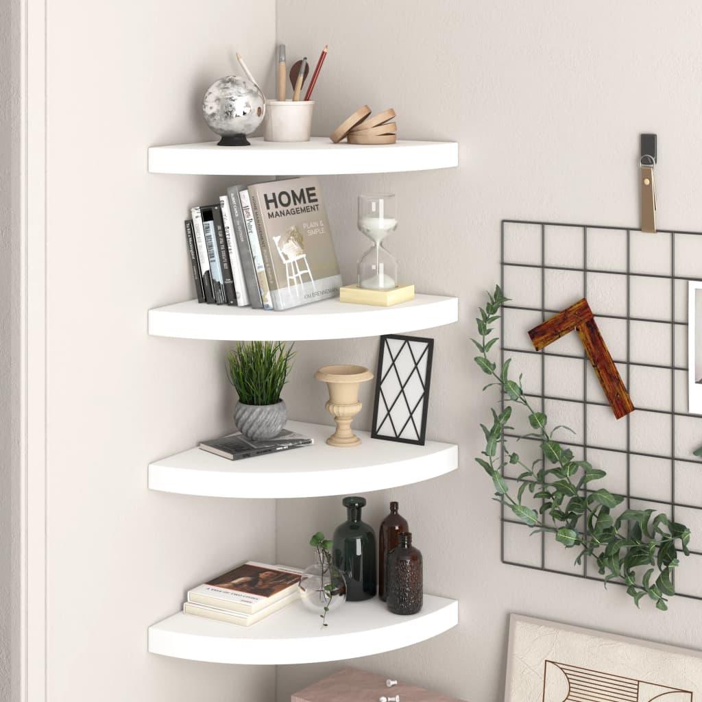 Floating Corner Shelves 4 pcs White 13.8