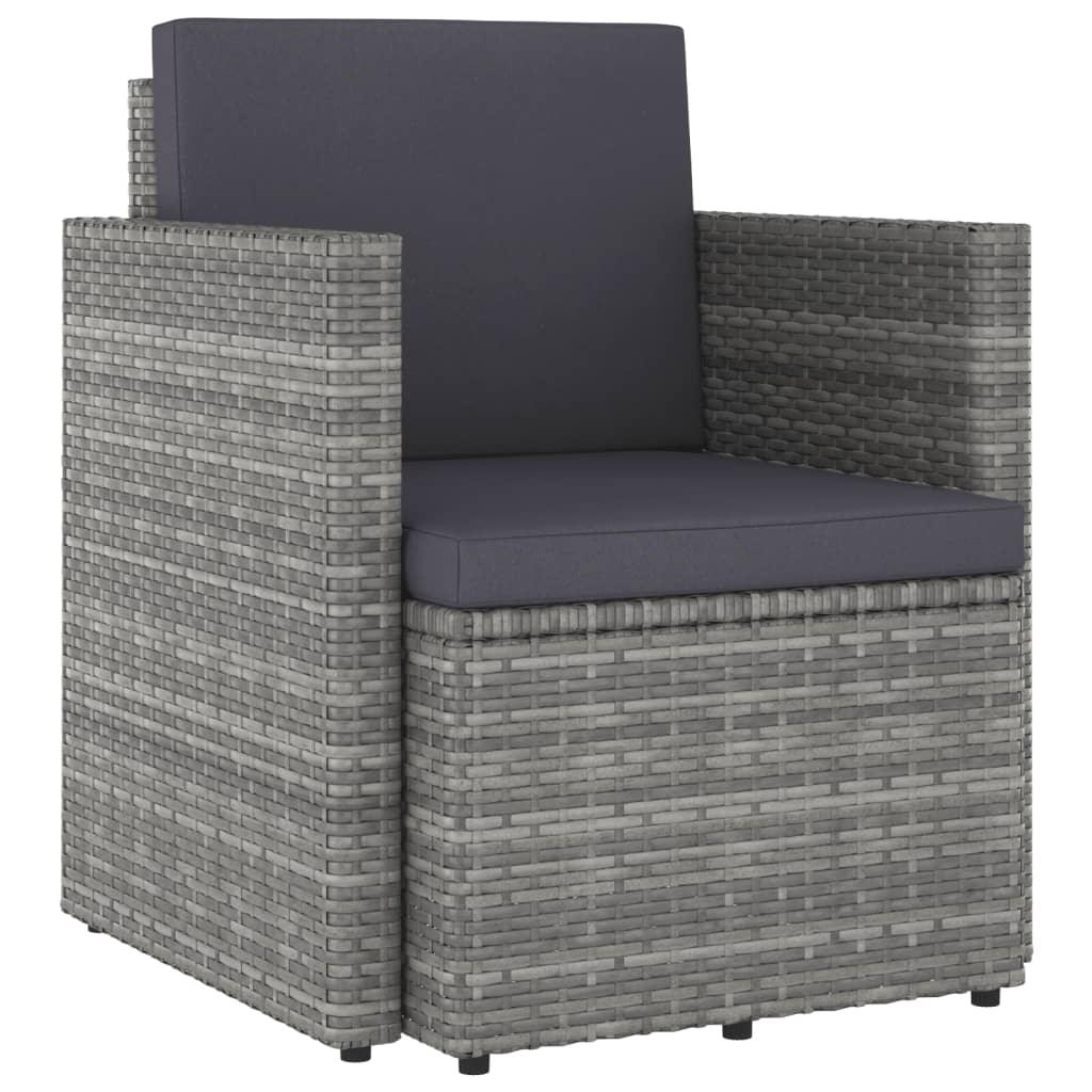 Patio Chair with Cushions Poly Rattan Gray