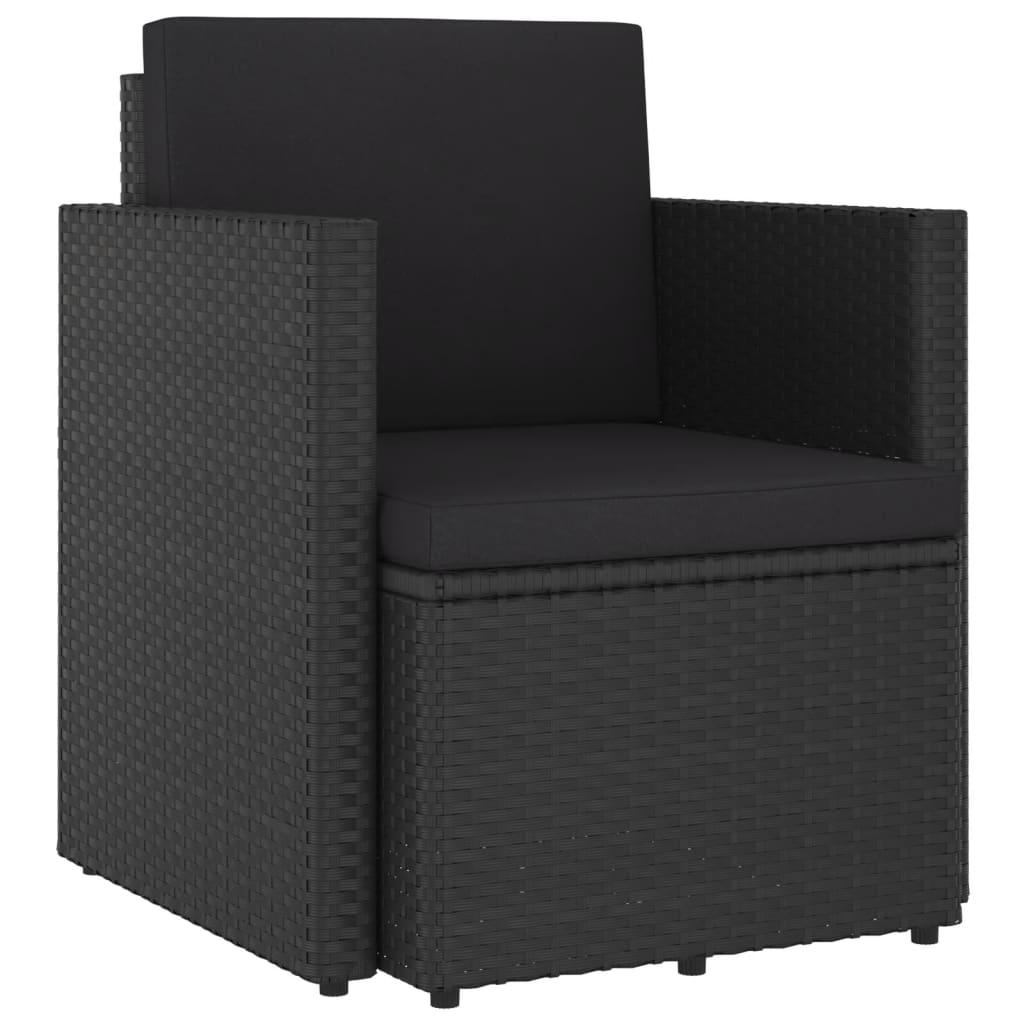 Patio Chair with Cushions Poly Rattan Black