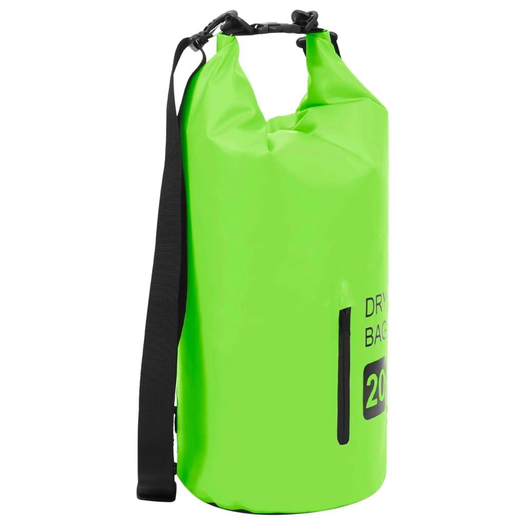 Dry Bag with Zipper Green 5.3 gal PVC