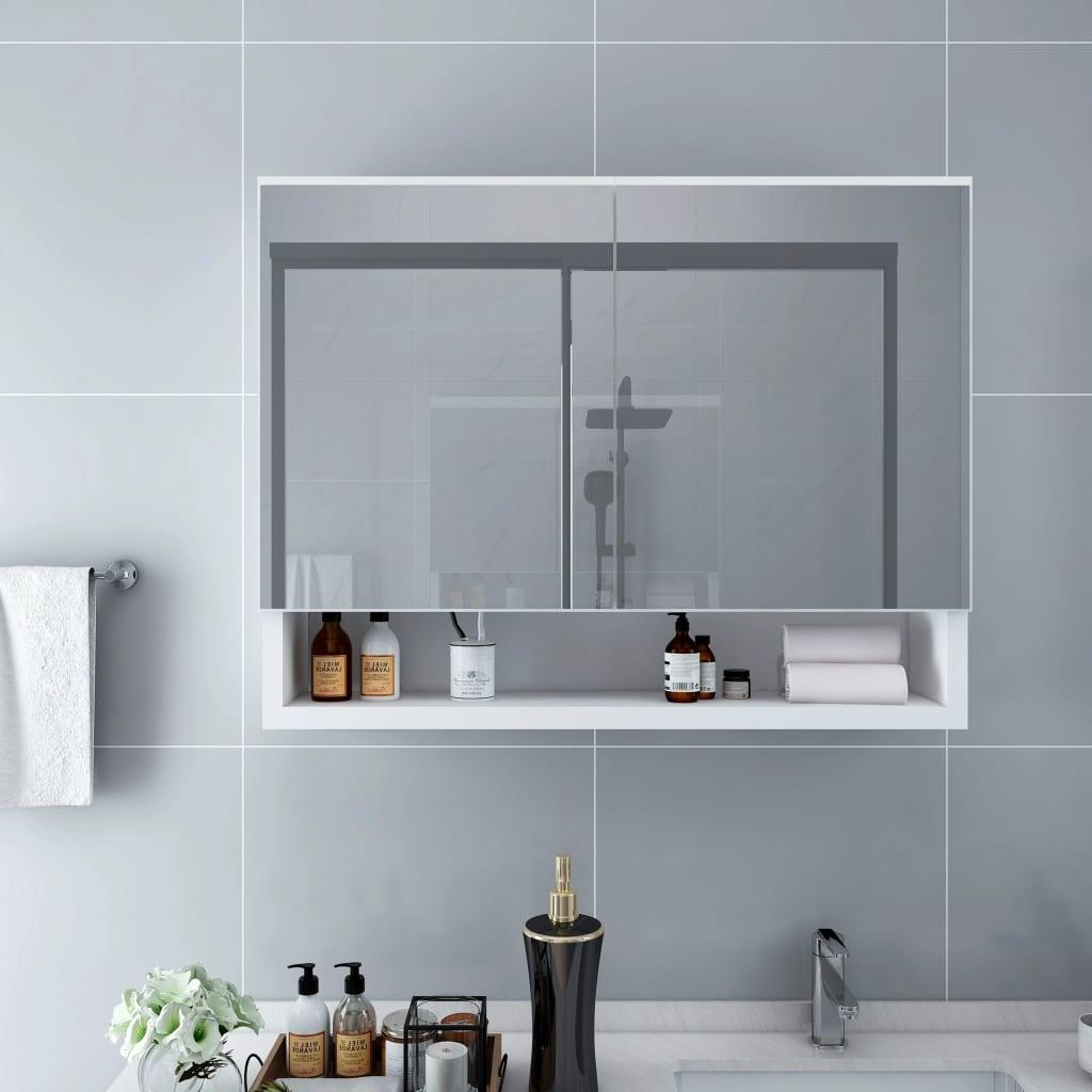 LED Bathroom Mirror Cabinet White 31.5"x5.9"x23.6" MDF - vidaXL - 323604 - Set Shop and Smile