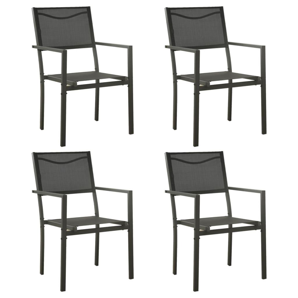 Patio Chairs 4 pcs Textilene and Steel Black and Anthracite - vidaXL - 313078 - Set Shop and Smile