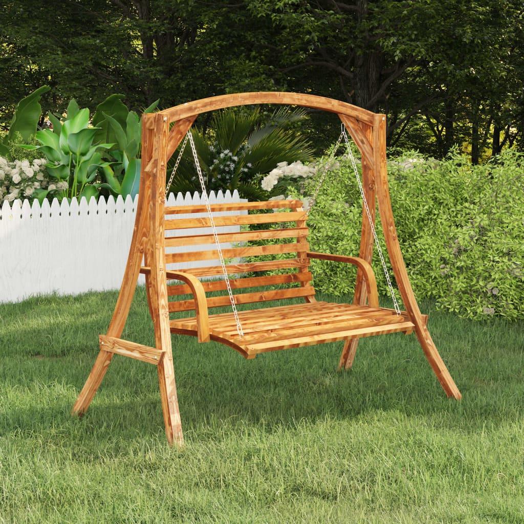 Swing Bench Solid Bent Wood with Teak Finish 49.6