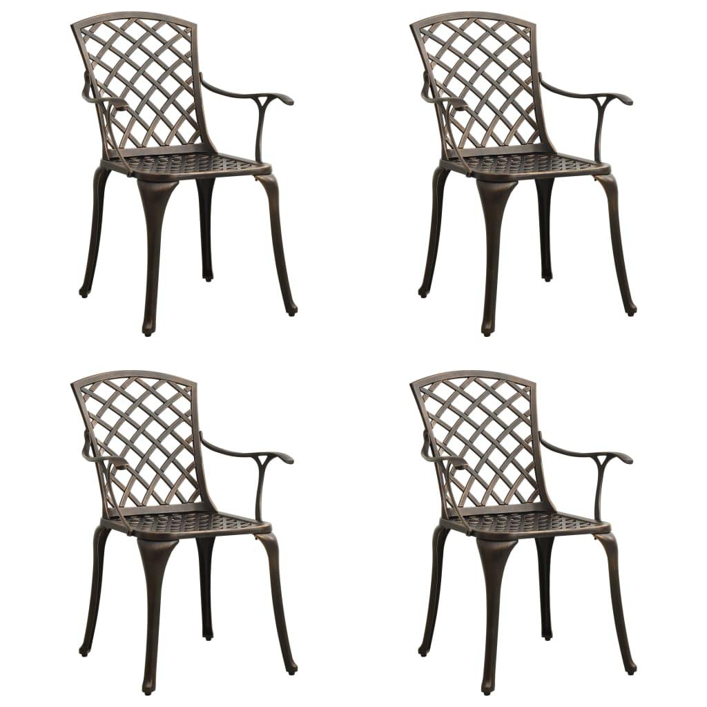 Patio Chairs 4 pcs Cast Aluminum Bronze