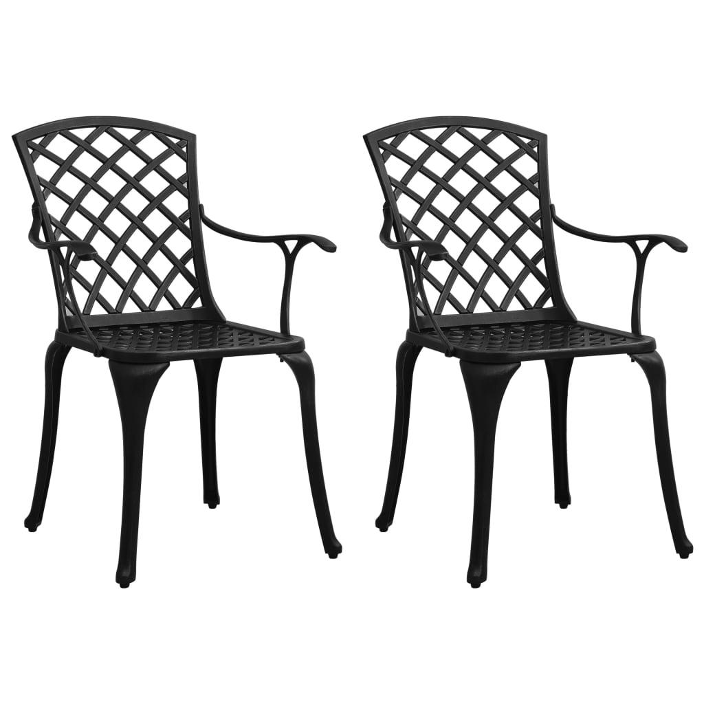 Patio Chairs 2 pcs Cast Aluminum Black