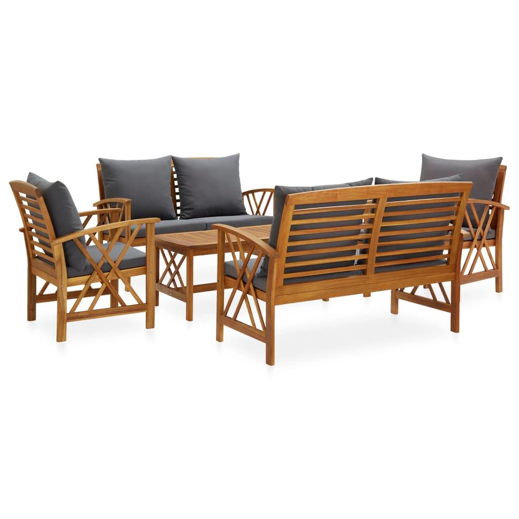 5 Piece Patio Lounge Set with Cushions Solid Acacia Wood - vidaXL - 3057993 - Set Shop and Smile