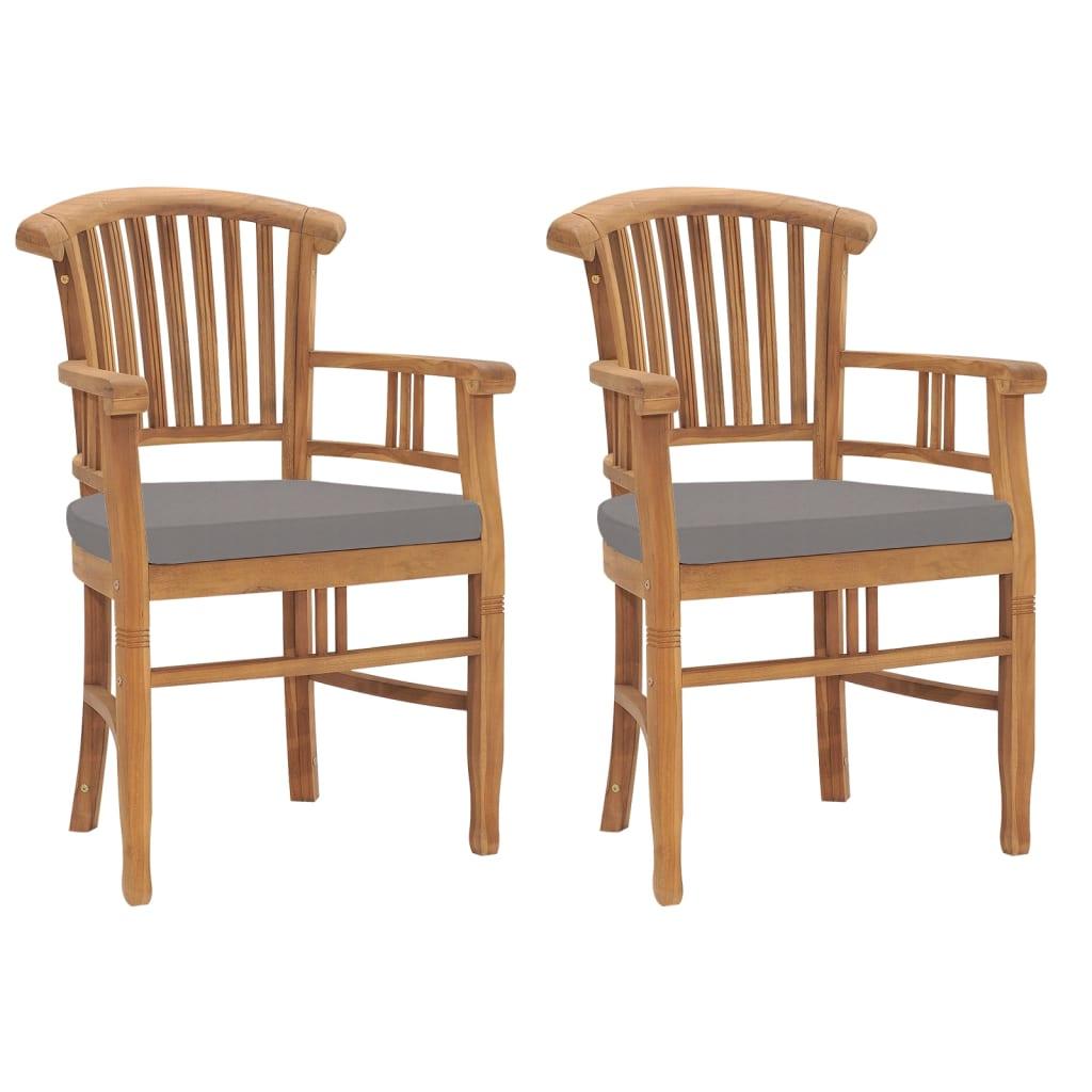 Patio Chairs 2 pcs with Dark Gray Cushions Solid Teak Wood - vidaXL - 315462 - Set Shop and Smile
