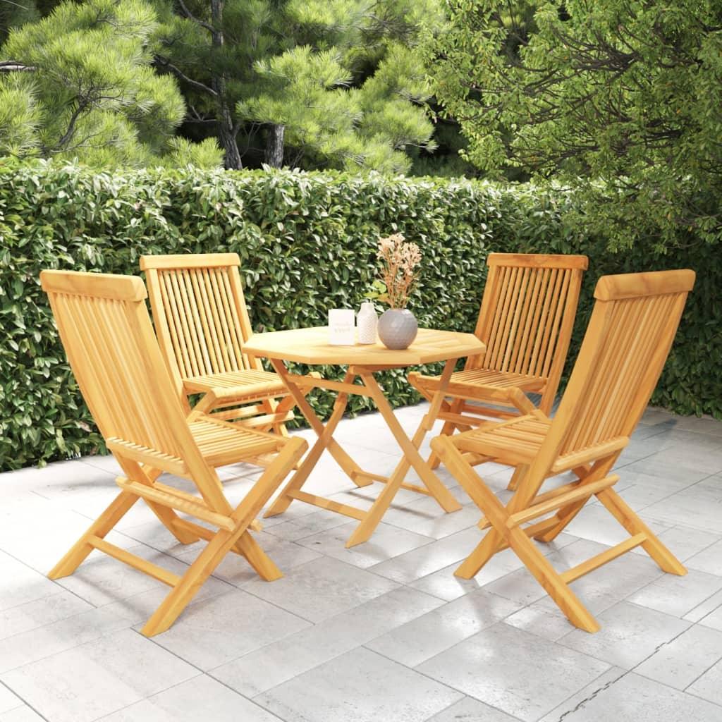 5 Piece Patio Dining Set Solid Teak Wood