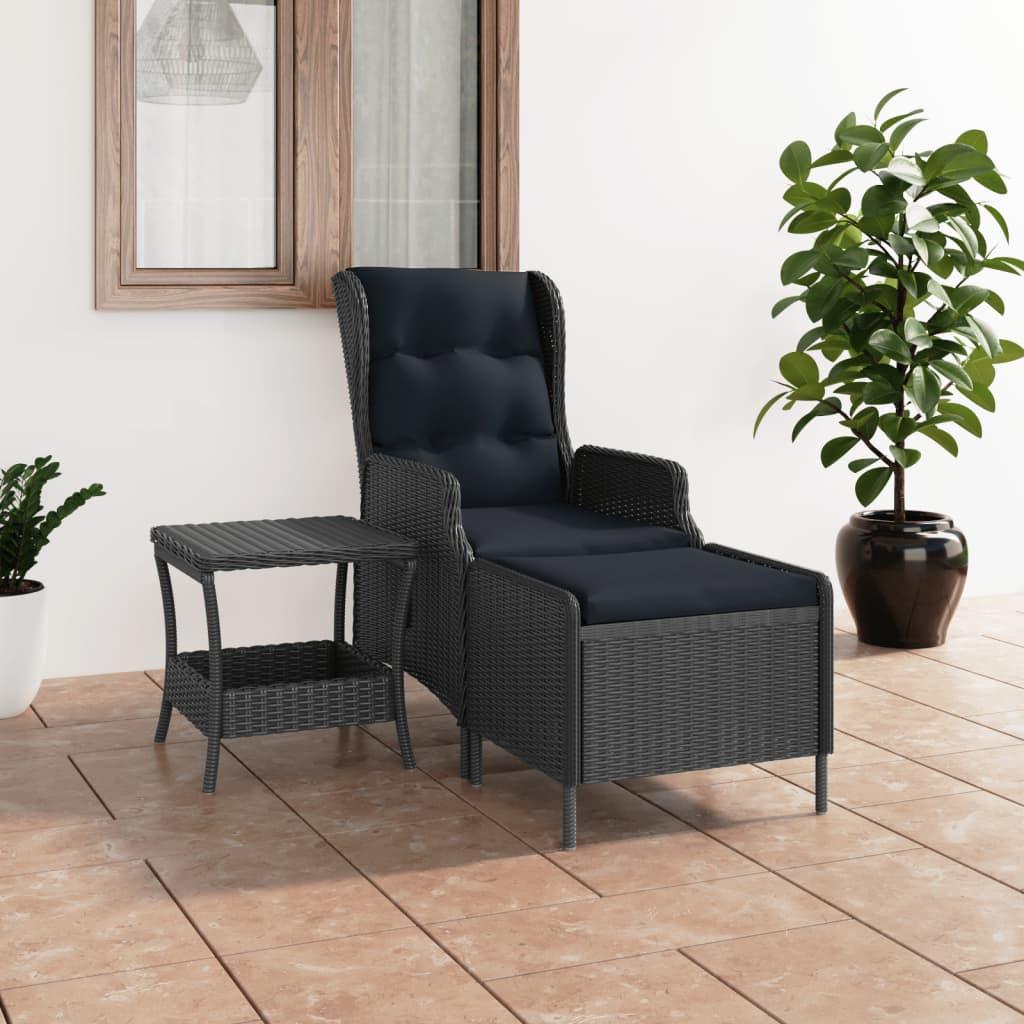 2 Piece Patio Lounge Set with Cushions Poly Rattan Dark Gray - vidaXL - 3060151 - Set Shop and Smile